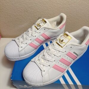 Adidas Superstar Foundation J S81019 Women's White Pink Gold Shoes Size5.5 New